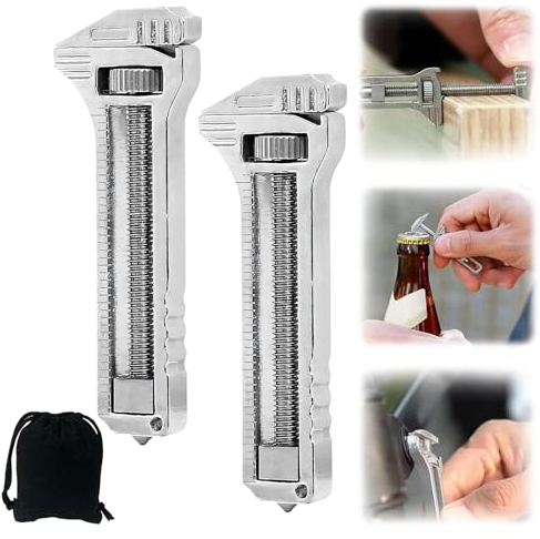 2 Stück Mini Multitool Wrench - Kompaktes Titan-Multitool Mit Bieröffner, Nagelzieher Und Schraubenschlüssel