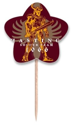 Palillos de dientes con diseño de guerrero de sable, de la Edad Media, con etiqueta de estrella, palillos para cupcakes