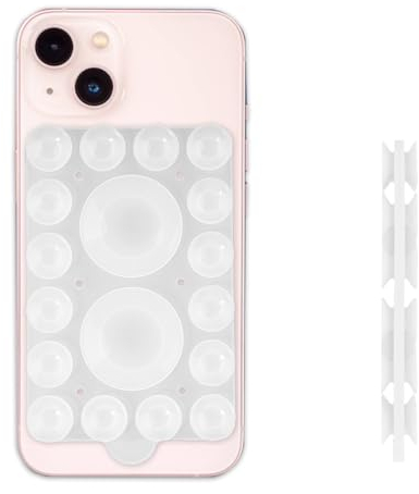PEUTIER Soporte Telefono Ventosa, Soportes para Teléfono con Ventosa de Silicona de Doble Cara Agarre Adhesivo para Teléfono Funda con Ventosa para Teléfono para iPhone y Android (Transparente)