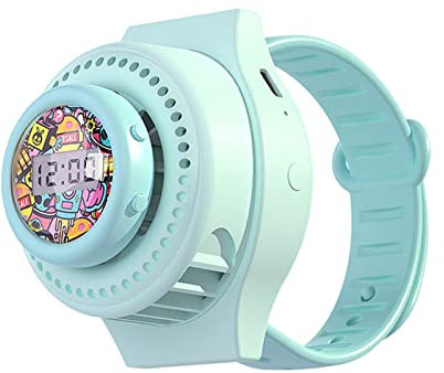 Psdndeww Ventilatore Orologio Ventilatore Ricaricabile Tramite USB con Cinturino Ventilatore Silenzioso Portatile Regolabile A 3