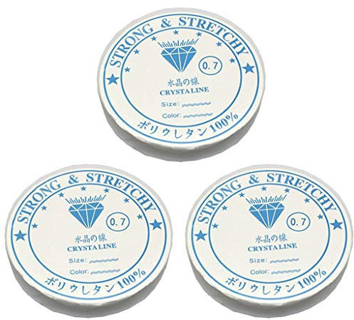 Filo Elastico per Perline Cordoncino per Perline Strumento per Creare Gioielli Fai da Te Dia 0, 7 mm 3 Rotoli