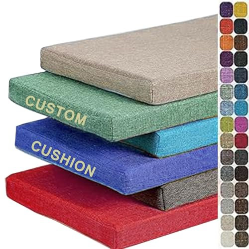 Leinen-Bankkissen für den Innenbereich, waschbar, mit rutschfester Unterseite, mehrere Farben, weiche Sitzpolster für Gartenmöbel, Esszimmerstühle (Beige, 95 x 35 x 3 cm)
