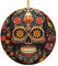 Keramik Weihnachten Baum Hängen Anhänger Totenkopf Mexikanischer Tag Der Toten Weihnachten Deko Anhänger Coole Weihnachtsdekoration Runde Weihnachtsbaum-Anhänger