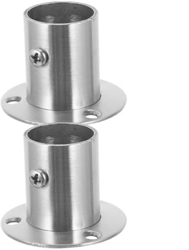 SMZhomeone 2 Stücke Kleiderschrank Flansch Stange Buchse Schrank Stange Ende Unterstützt Vorhang Dusche Halter Edelstahl 28 Mm/32 Mm Kleiderschrank Rohr Halterun(28mm)