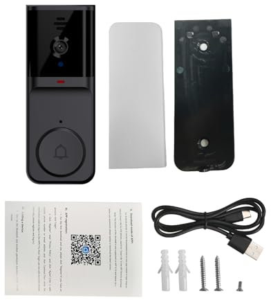 Swokely Smart Doorbell Camera with Ring Chime Infrared Night Viewing 2.4G WiFi Wireless Video Bell Camera TY APP Video Calls 2-Way Audio Long Transmission Range for Villa Office Apartment Door Use