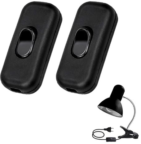 2PCS Inline Cord Switch,Low Profile in-Line Torpedo Switch Inline Cord SwitchBulb Switch,Inline Switch,Lamp Switch,Torpedo Switch for Small Appliance or Lamp Accepts1-3 Core Round or Flat Wire(Black)