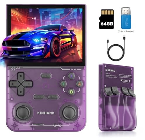 kinhank Retro Handheld Game Console, Supports 9000+ Games, Equipped with 64G TF Card, Portable Mini Retro Video Games Console, 3.5-inch IPS Screen
