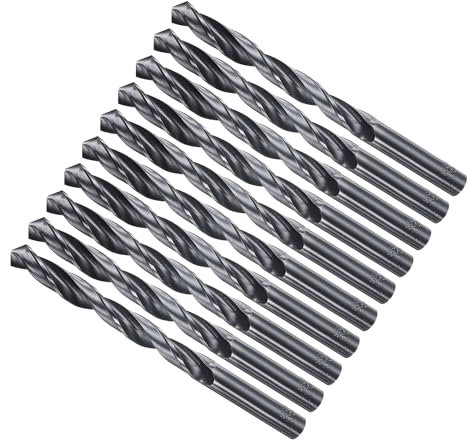 METALLIXITY Drill Bit (10mm) 10Pcs, 4241 High-Speed Steel Straight Shank Nitriding Black 118° for Wood Plastic Iron Copper Aluminum Low Soft Metal