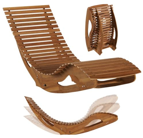 STEELSØN Gartenliege Solaria aus Holz, klappbare Sonnenliege ergonomisch, Holzliege mit Wippfunktion wetterfest, bis 150 kg belastbar, Saunaliege aus Akazienholz geölt