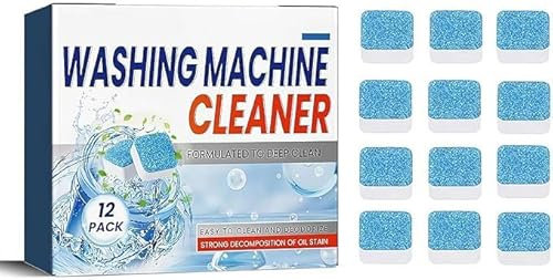 Washing Machine Cleaner Descaler, Washing Machine Cleaning Tablets, Clean Inside Drum and Laundry Tub Seal,24 Pack Deep Cleaning Tablets for Front Loader & Top Load Washer (12 pcs)