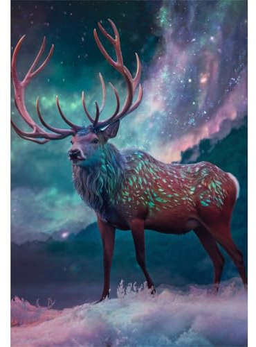 TWYYDP 1500 Piece Jigsaw Puzzles for Adults Night Starry Sky Elk Scenery Wooden Puzzles Games for Seniors