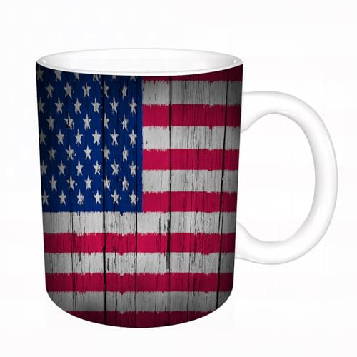 YFHJV Mug porcelaine fine Mug Tasses de 11 oz 330ml,Décor rustique USA Drapeau américain, Quat,amis,frères et soeurs imprimer Tasse de café exquis CadeauEnsemble