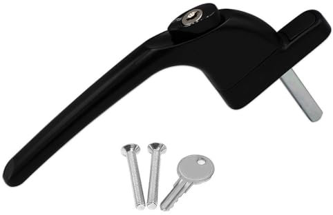 uPVC Universal Window Handle Inline Locking Espag Double Glazingv Black 30mm