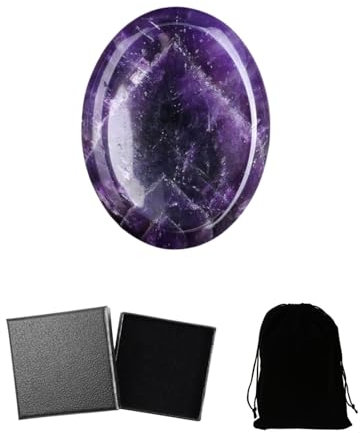 UYRVAPE Lapislazuli Kristalle Handschmeichler SorgenSteine Daumen EdelSteine Oval Kristall HeilSteine Palm Steine Stress Relief Reiki Heilung Meditation, Geschenkbox-Verpackung(Amethyst)
