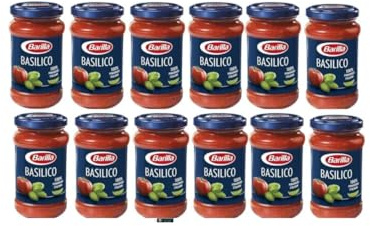 Barilla Basilico Tomatensauce, 12er Pack, 400g pro Glas, + keyring itaòy shop service