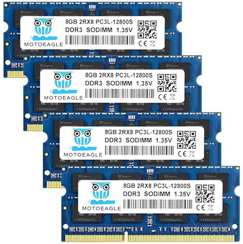 32GB ddr3 ram 4 x 8GB 32 GB DDR3/DDR3L 1600 MHz PC3-12800 /PC3L-12800S CL11 1.35V/1.5V 2Rx8 SODIMM 204 Pin per portatile