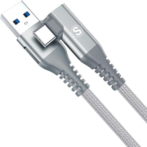 USB C Kabel 3.1A [1Stück 5M] Schnellladung,90 Grad Winkel Ladekabel USB C Nylon Type C kabel für iPhone 16 15 Pro Max,Samsung S22 S21 S20 S10 S9 S25 S24 S23 Ultra/FE,Note 20,A71 A52 A51,Xiaomi,Pixel
