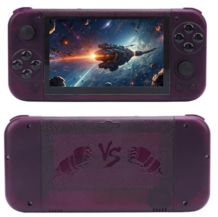 Sxhlseller RG50xx Retro Handheld Game Console 128 GB 5-Zoll IPS Display mit 19+ Emulatoren, TV-Ausgang, Dual Joysticks, RGB-Beleuchtung, 3000-mAh-Akku (Transparentes Lila)