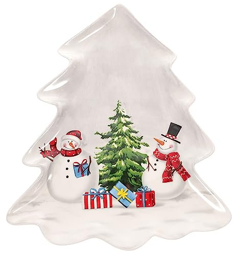 Warmhm Piatto Decorativo Natalizio Vassoio per Dessert Tema Leggera e Facile da per Feste e Cene