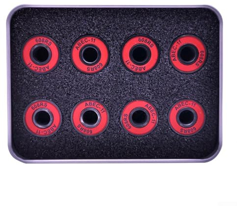 Jotekonoby Skateboard-Kugellager 608RS ABEC-11 – Karbonstahl Longboard-Kugellager mit integrierten Abstandshaltern, 8-teiliges vorgeschmiertes staubdichtes Set für Skateboard und (rot)