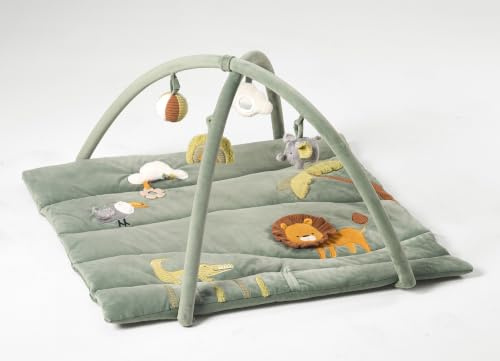 MiniDream 2-in-1 Baby Playmat & Playpen Mat, Baby Activity Gym, Jungle | Multi-Stage Development Play Mat with Detachable Toys, Soft Padded Infant Tummy Time Mat 0 -18+ Months