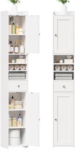 BEWISHOME Mobile Bagno Alto Stretto, Mobiletto Bagno Salvaspazio