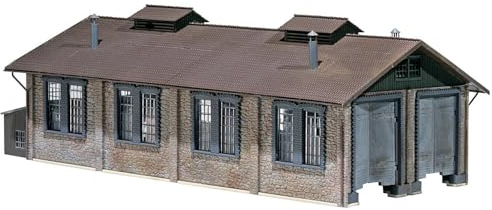 FALLER Lokschuppen 2-ständig Modellbausatz mit 126 Einzelteilen 365 x195 x130mm I Modelleisenbahn Zubehör H0 Gebäude I Modelleisenbahn H0 Lokwerkstatt, Weiß