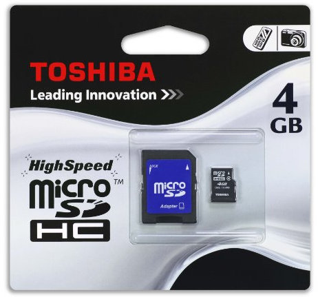 Toshiba Carte microSD 4Go SDHC Class 4 avec Adaptateur