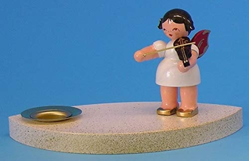 Kerzenhalter Engel mit Violine, rote Flügel