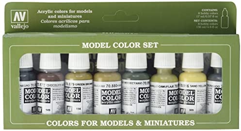 VALLEJO-3070108 70108 VALLEJO Model Color Set 8 Col, Surtido, 17 ml (Paquete de 8) (3070108)