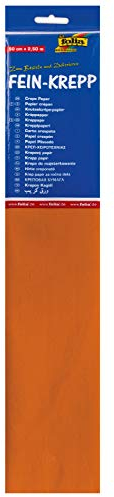 folia 822109-10 - Krepppapier, 10 Lagen in hellrotorange, jede Lage ca. 50 x 250 cm, 32 g/m², sehr elastisches und dünnes Papier, mit einer unebenen und rauen Oberfläche