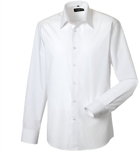 Russell Collection Mens Long Sleeve Poly-Cotton Easy Care Tailored Poplin Shirt (4XL) (White)