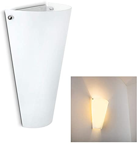 Wandleuchte Zera aus Metall/Glas in weiß, moderne Wandlampe mit Up & Down-Effekt, 1 x E27, Innenwandleuchte mit Lichteffekt, ohne Leuchtmittel
