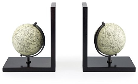 Balvi Serre-Livres Mappamondo avec 2 Globes terrestres Bois