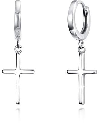 14K Kreuz Huggie Creolen, Minimalistischen Kreuz Charme Baumeln Ohrringe Zierliche Kreuz Creolen, 3CM MEHRWEG