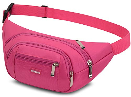 Sac Banane Homme Femme Ville De Sécurité pour Voyage Ou Outdoor Sport Waist Pack Fanny Pack pour Vie Quotidienne Ou Randonnée (Rose Rouge)