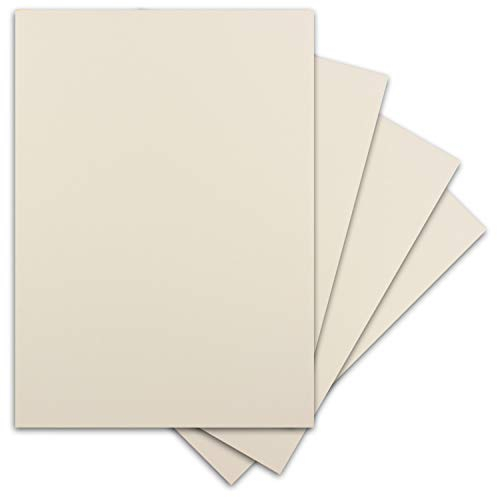60 Blatt DIN-A4 Tonkarton - 300 g/m² Bastel-Papier - 21 x 29,7 cm - Farbe Creme-Vanille - geprägte Leinen-Struktur - Tonzeichenpapier zum Basteln - Fotokarton