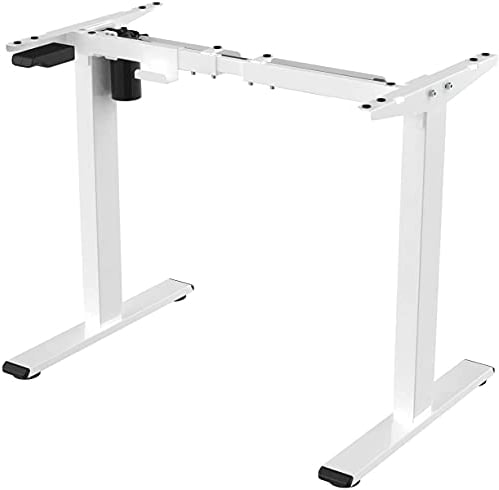 FLEXISPOT Basic Electric Height Adjustable Standing Desk - 2 Tier Steel Frame with Powerful Motor Button, Up and Down, White