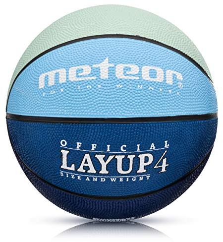 Meteor® Kinder Basketball Layup Größe #4 Jugend Basketball ideal auf die Kinder-hände 5-10 Jahre idealer Mini Basketball für Ausbildung weicher Kinder Basketball Outdoor (Größe #4, Grau & Blau)