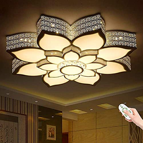 LED Deckenleuchte Modern Blume Shape Dimmbar Deckenbelicht Kreatives Lotus Design Deckenlampe Acryl Lampenschirm Wohnzimmerlampe Schlafzimmer Kronleuchter Esszimmer Hängelampe Beleuchtung,60cm
