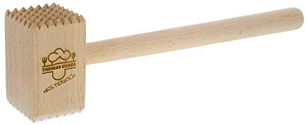 Fleischklopfer aus Holz mit individueller Gravur - (L28 x B8 x H4 cm) - Personalisierter Fleischhammer - Schnitzelklopfer - Küchenhelfer - Küchenutensilie - Geschenk für Koch/Köchin - STEMPEL-FABRIK