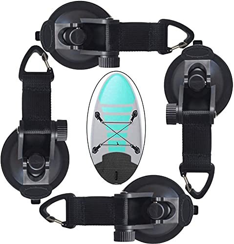 Pmsanzay 4 Pack Heavy Duty Suction Cup Hooks Anchor with Straps, Strong Suction, for PVC Inflatable Boat Raft Dinghy Kayak SUP