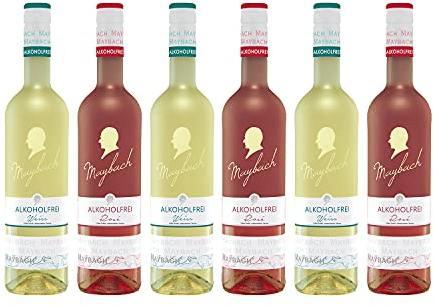 Maybach alkoholfreies Wein Paket (3x Weiß, 3x Rosé) Weinpaket ohne Alkohol 6x0,75l