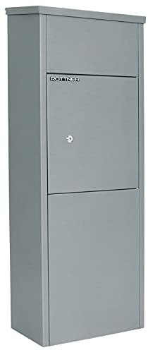 Rottner Buzón para paquetería Parcel Keeper 1000, Fabricado en acero, Color Plata, Al x An x Pr 105x38x23, Cerradura de cilindro suministrada con 2 llaves., Kit de fijación incluido