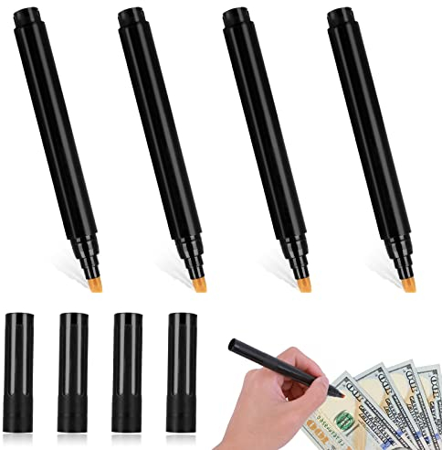 4 Stück Falschgeld Detektor Stifte, Geldscheinprüfstift Falschgeld-Checker Stifte Geld Marker Stift für Erkennung Gefälschter Banknoten