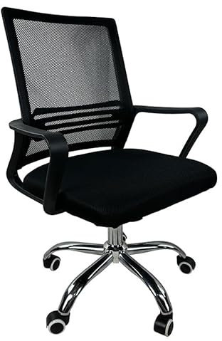 Requena Office Chair with Armrest, Ergonomic Swivel Mesh Chair, B09-BLK