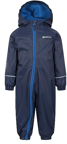 Mountain Warehouse Spright Junior Waterproof Rain Suit | Boys & Girls Warm Puddle Suit with Taped Seams & Fleece Lining, Full Zip & Reflective Detail for Visibility, For Wet Weather