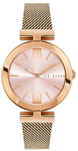 Ted Baker Damen-Armband aus roségoldfarbenem Stahlgeflecht mit Darbey-Rosa-Zifferblatt BKPDAF204