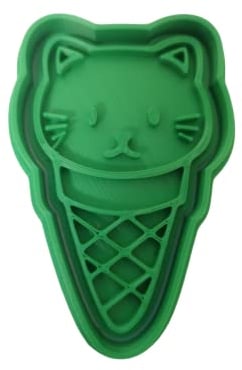 The Cookie Cutter Hub 9cm Ice Cream Cat Cookie Cutter and Matching Embosser for Cookies Biscuits Clay Baking Decoration