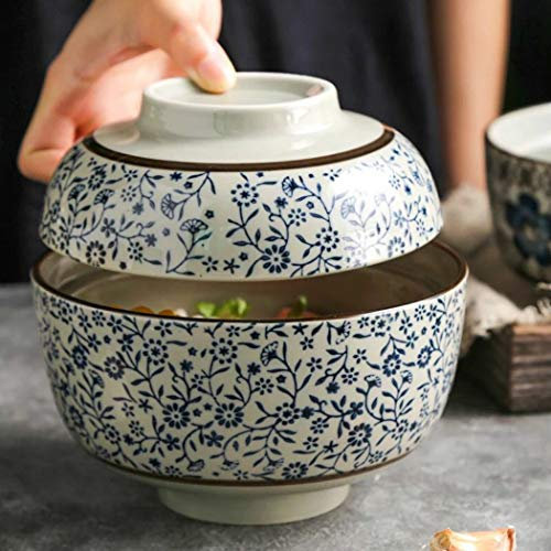 JYDQM Bowls Ceramic Oat Bowl With Grip Simple And Creative Fruit Salad Rice Bowl Japanese-style Dessert Rice Soup Bowl 6.5 Inches (Color : A)